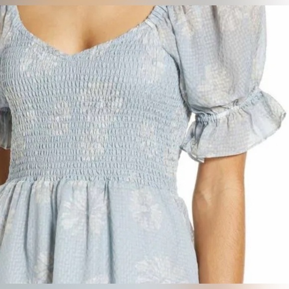 Madewell Silk Lucie Smocked Mini Dress in Moody Blue size XL - Picture 3 of 14